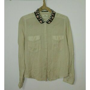 Scotch & Soda Shirt Beige Beaded Collar La Femme Selon Marie  Button Down Size 2